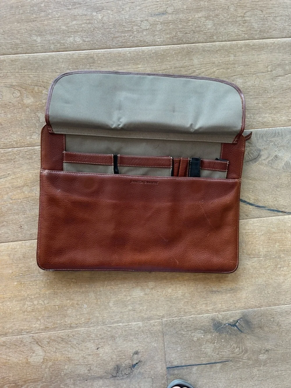 Men's Brown Leather Sleeve - Elegant Pebbled Finish